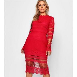 Lace Midi Red Plus Size